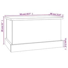 Vidaxl Úložný box lesklý biely 50x30x28 cm spracované drevo