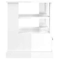 Vidaxl Bočný stolík lesklý biely 50x50x60 cm kompozitné drevo