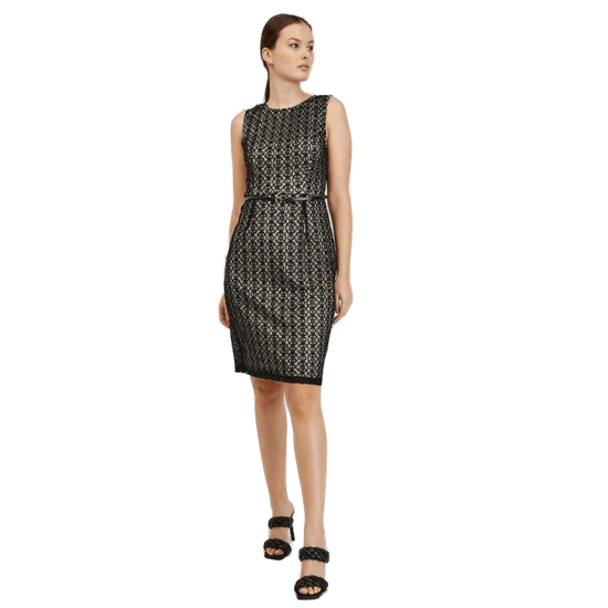Orsay Béžovo-čierne dámske puzdrové šaty s opaskom ORSAY 34 ORSAY_490447-660000 34
