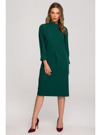 Style Stylove Dámske midi šaty Annangaine S318 tmavo zelená