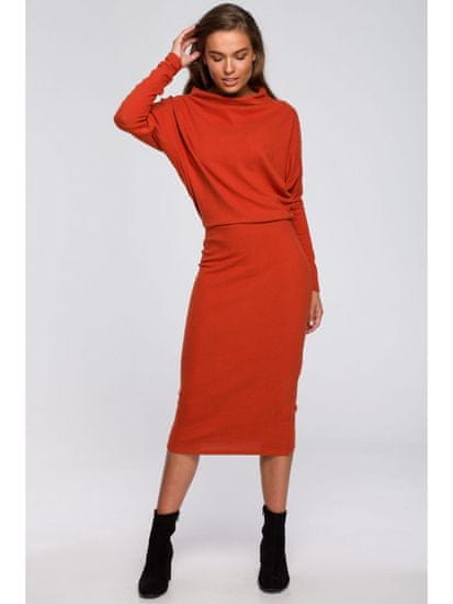 Style Stylove Dámske midi šaty Essynte S245 červená tehla