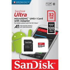 SanDisk Ultra microSDHC 32 GB 120 MB/s A1 Class 10 UHS-I, s adaptérom