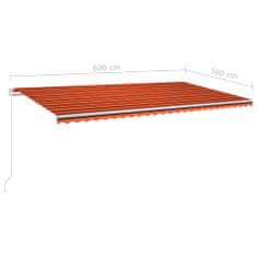 Vidaxl Voľne stojaca automatická markíza 600x300 cm oranžovo-hnedá