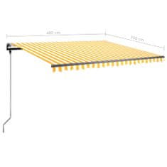 Vidaxl Ručne zaťahovacia markíza s LED 400x350 cm žltá a biela