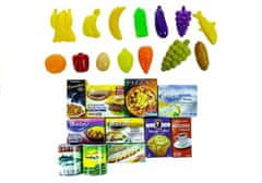 Lean-toys Nákupný vozík + potraviny 25 položiek