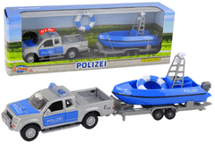 Lean-toys Terénne policajné auto s motorovým člnom Blue Sound 510614