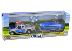 Lean-toys Terénne policajné auto s motorovým člnom Blue Sound 510614