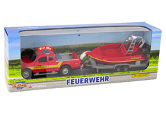 Lean-toys Terénne auto Hasiči s motorovým člnom Red Sound 510615