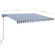 Vidaxl Stojaca ručne zaťahovacia markíza 400x350 cm modro-biela