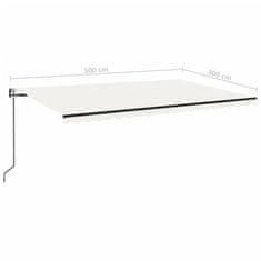 Vidaxl Automatická markíza, LED a senzor vetra 500x300 cm, krémová