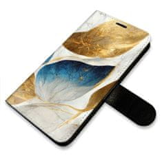 iSaprio Flipové puzdro - GoldBlue Leaves pre Apple iPhone SE 2020