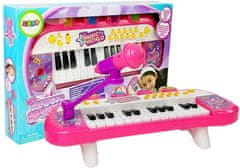 Lean-toys Klávesnica Pianinko 24 klávesov USB Mikrofón ružová