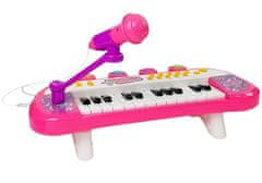 Lean-toys Klávesnica Pianinko 24 klávesov USB Mikrofón ružová