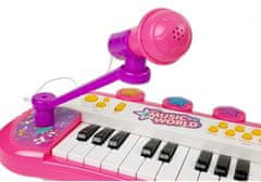 Lean-toys Klávesnica Pianinko 24 klávesov USB Mikrofón ružová