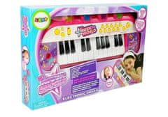 Lean-toys Klávesnica Pianinko 24 klávesov USB Mikrofón ružová