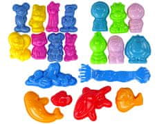 Lean-toys Kinetický piesok Sada 4 farieb Hasičské formičky Vozíky