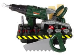 Lean-toys Súprava pre údržbárov Organizér skrutkovačov na batérie Zelená