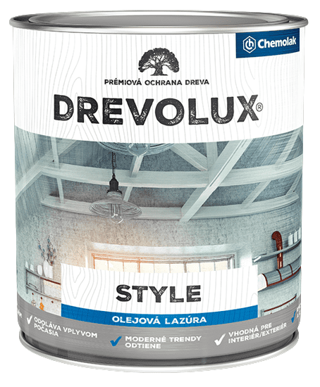 Chemolak DREVOLUX STYLE - Olejová dekoračná lazúra s voskom 2,5 L biela perleť