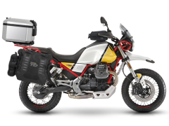 SHAD Kompletná sada sedlových brašní SHAD TERRA TR40 adventure a hliníkového kufra SHAD TERRA 37L vrátane montážnej sady SHAD MOTO GUZZI V 85 TT