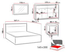 Veneti Spálňová zostava s posteľou 160x200 SUCRE 1 - orech hikora / dub / čierne nôžky