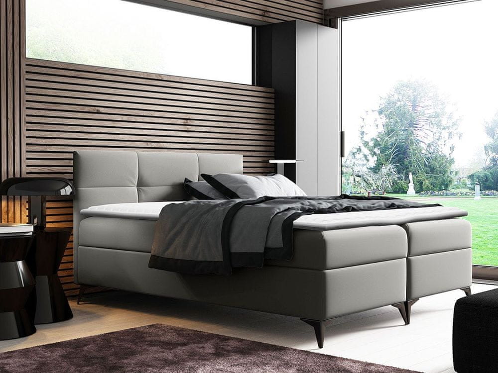 Veneti Americká jednolôžková posteľ 120x200 MERCHE - šedá ekokoža + topper ZDARMA