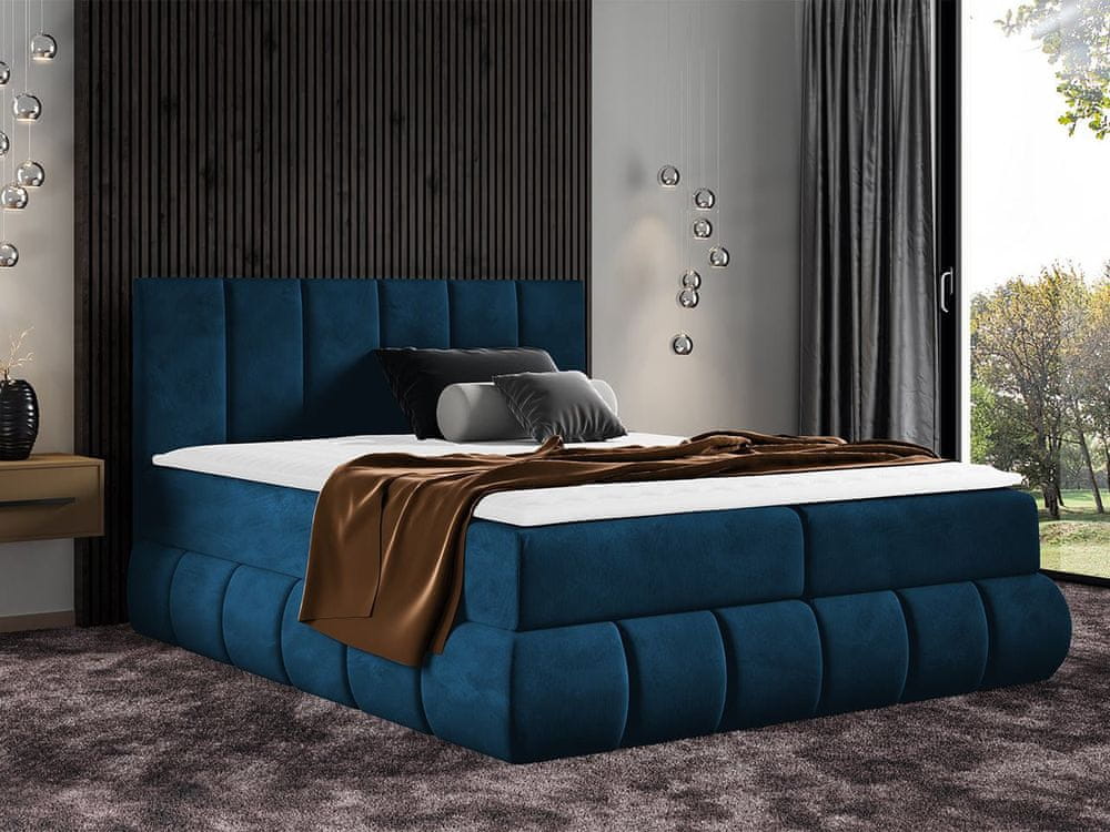 Veneti Boxspringová jednolôžková posteľ 120x200 VERDA - modrá + topper ZDARMA