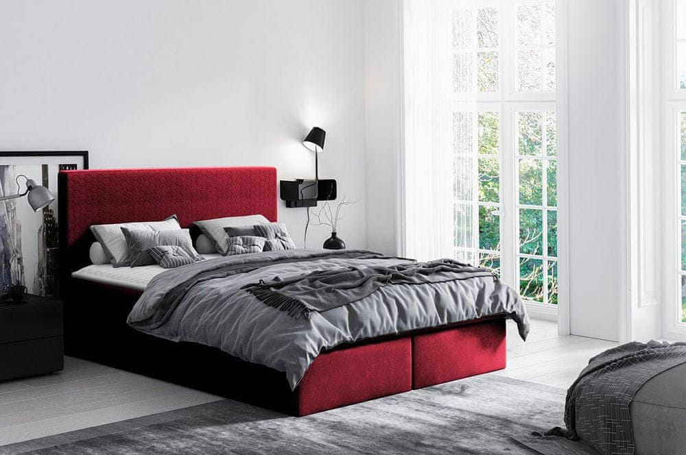 Veneti Hotelová manželská posteľ 200x200 ROSENDO - červená + topper ZDARMA
