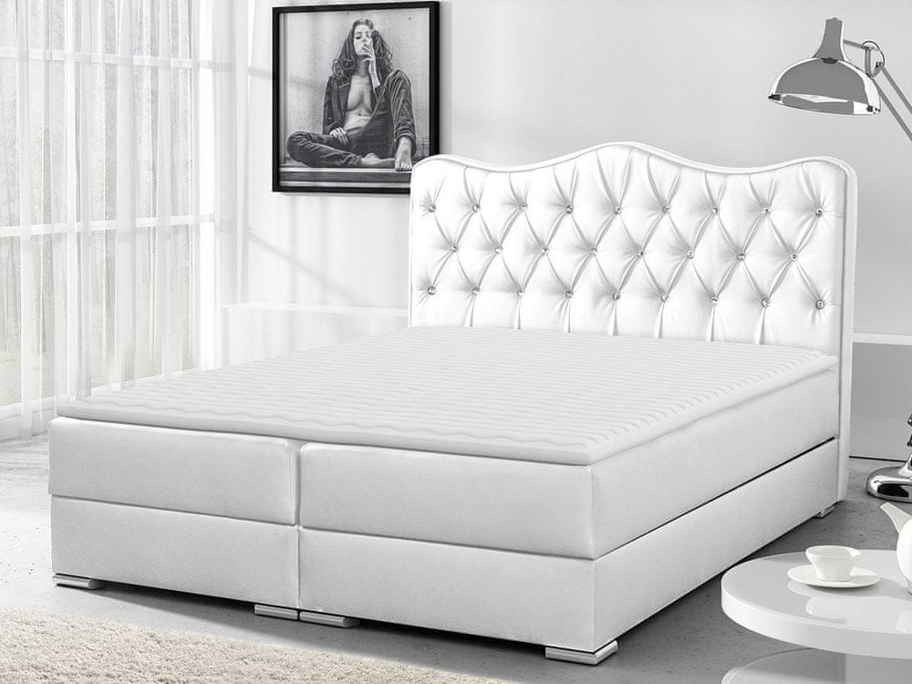 Veneti Kontinentálna jednolôžková posteľ 120x200 TEJANA - biela eko koža + topper ZDARMA