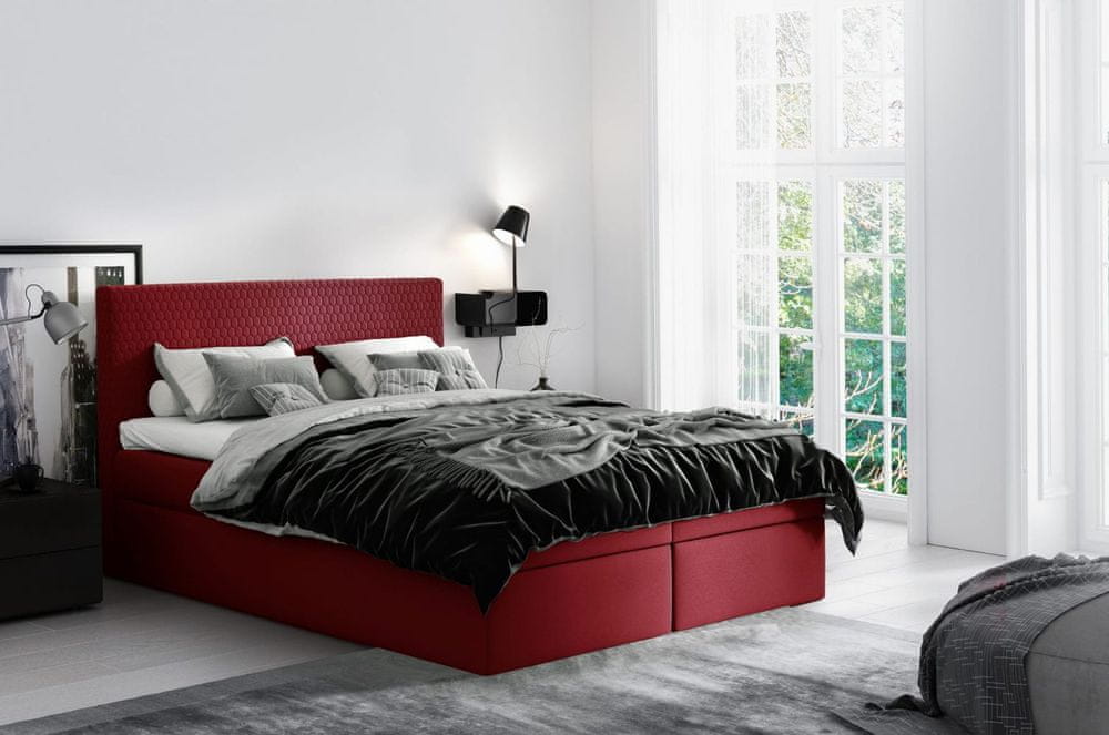 Veneti Moderná čalúnená posteľ s úložným priestorom Alessio vínová 180 + topper zdarma