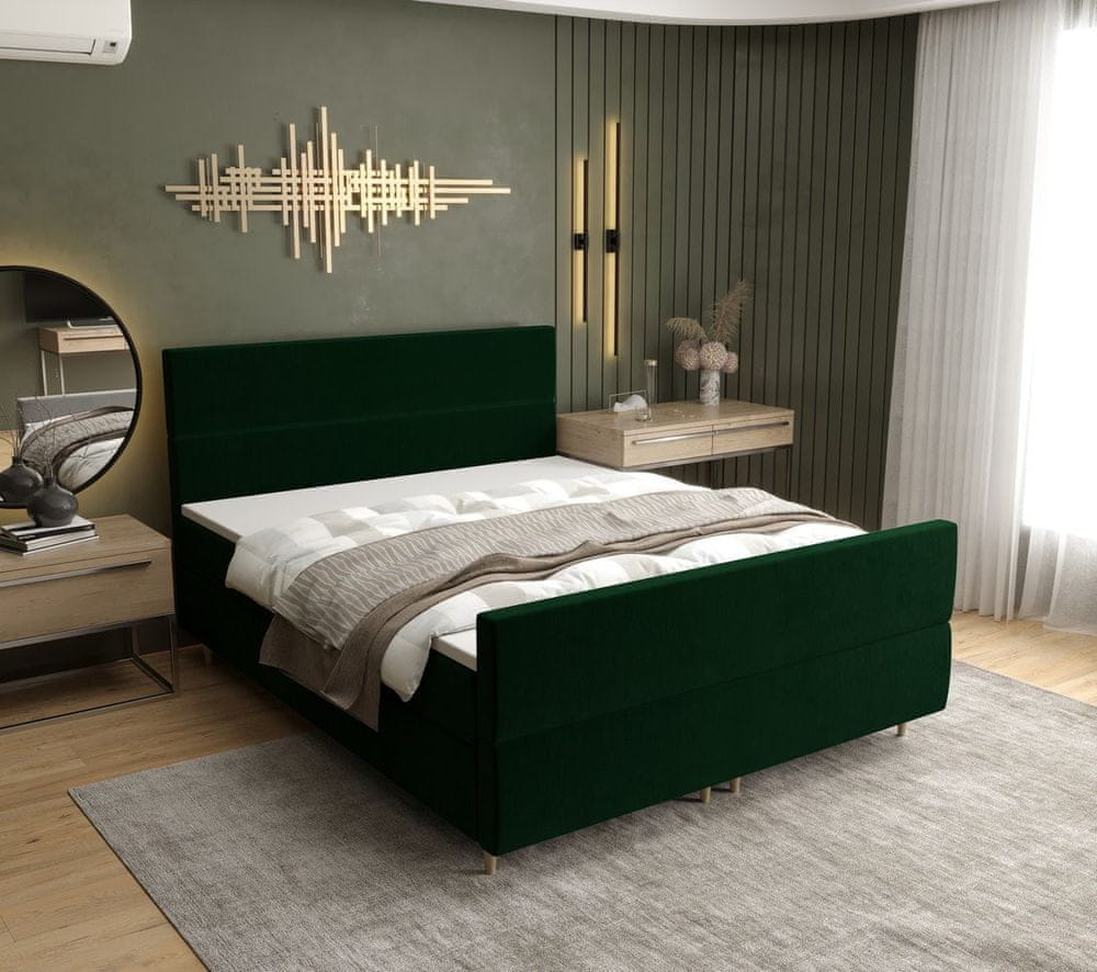 Veneti Kontinentálna manželská posteľ ANGELES PLUS - 180x200, tmavo zelená