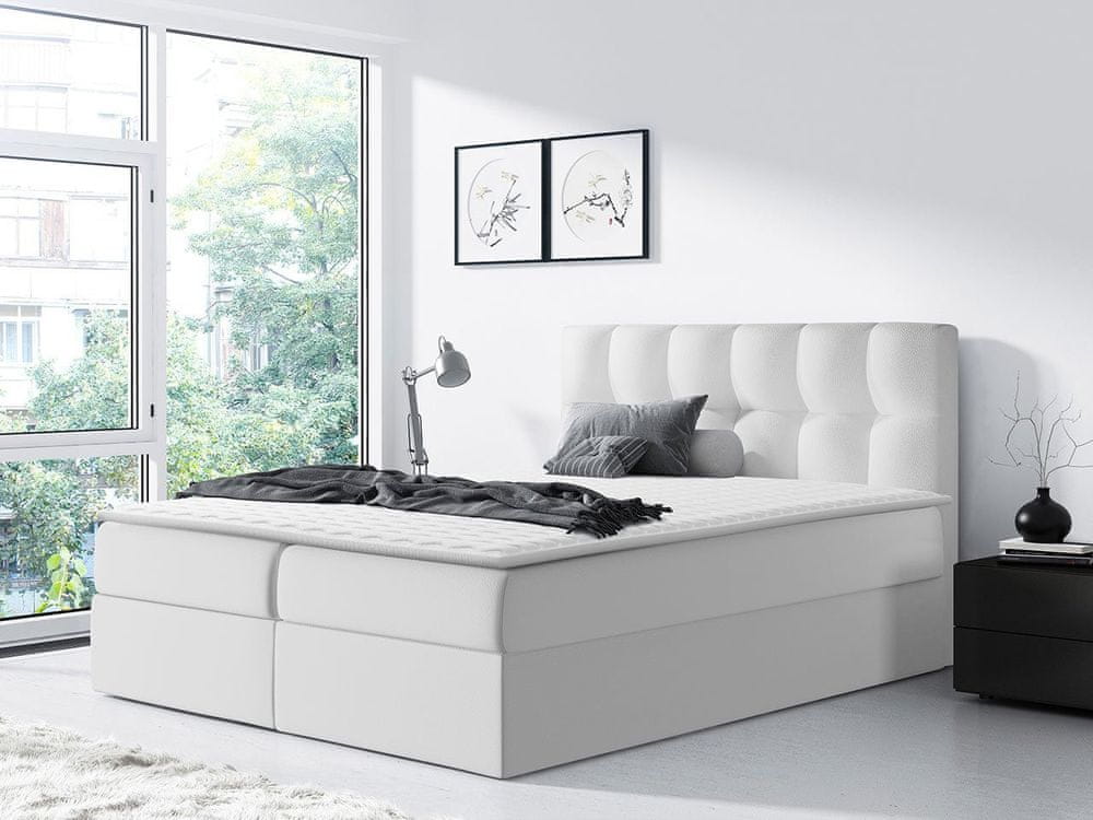 Veneti Hotelová jednolôžková posteľ 120x200 KOLDBY - biela ekokoža + topper ZDARMA