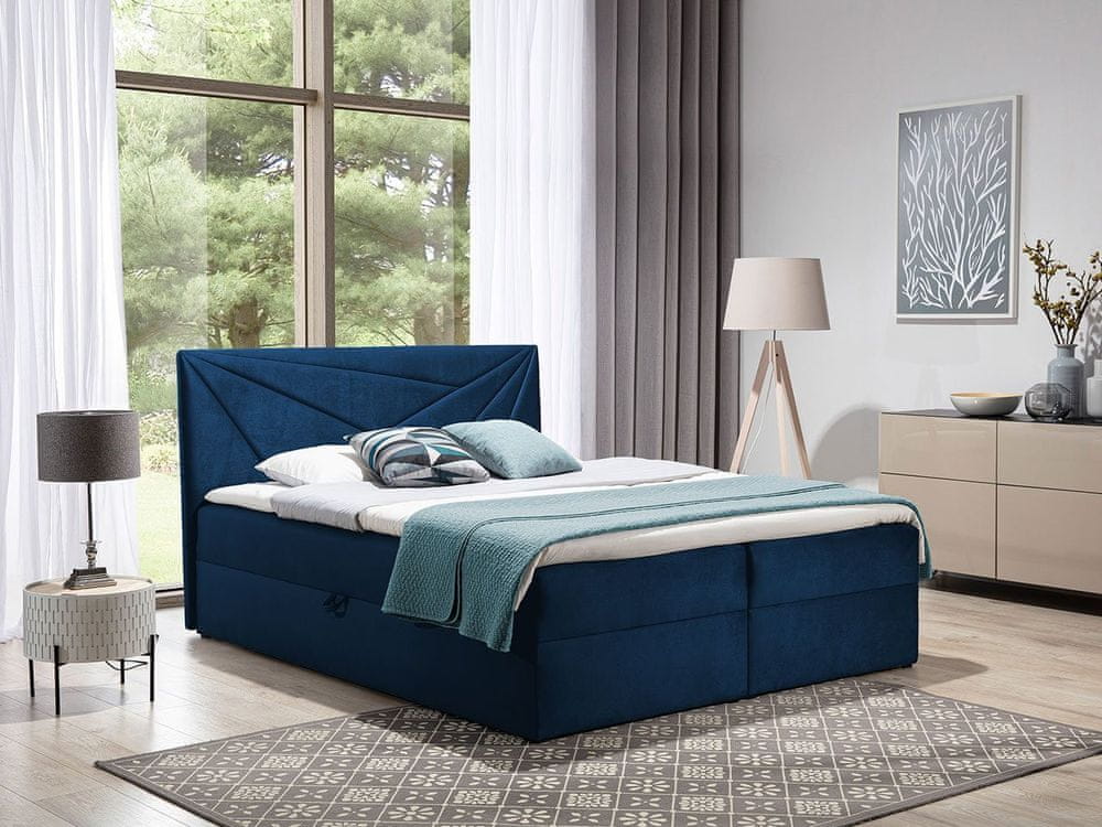 Veneti Hotelová jednolôžková posteľ 120x200 TOMASA 5 - modrá + topper ZDARMA