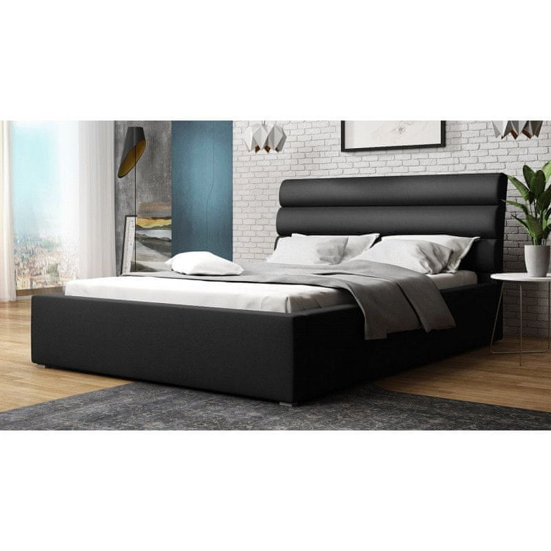 Veneti Manželská čalúnená posteľ s roštom 140x200 BORZOW - čierna