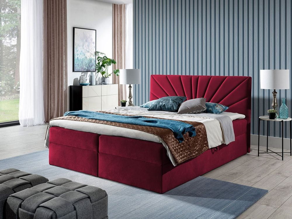 Veneti Boxspringová jednolôžková posteľ 120x200 TOMASA 4 - červená + topper ZDARMA