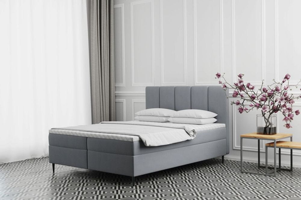 Veneti Čalúnená posteľ na vysokých nožičkách ALISSA - 120x200, šedá