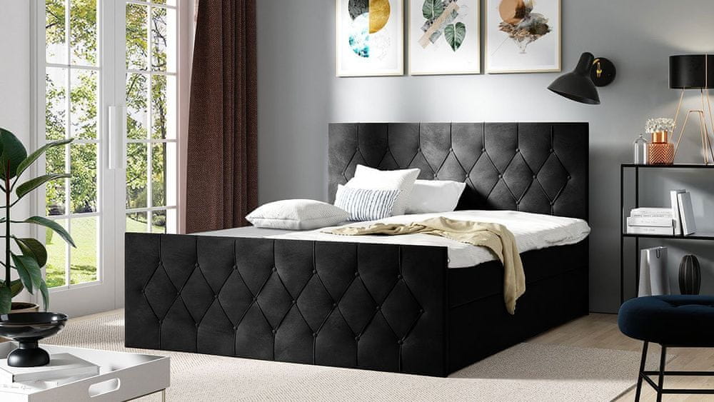Veneti Boxspringová jednolôžková posteľ 120x200 SENCE 2 - čierna + topper ZDARMA