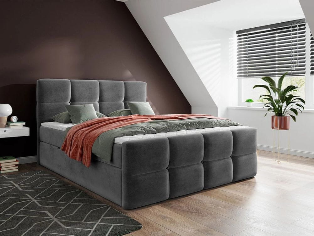 Veneti Boxspringová manželská posteľ 140x200 SEVERO - šedá
