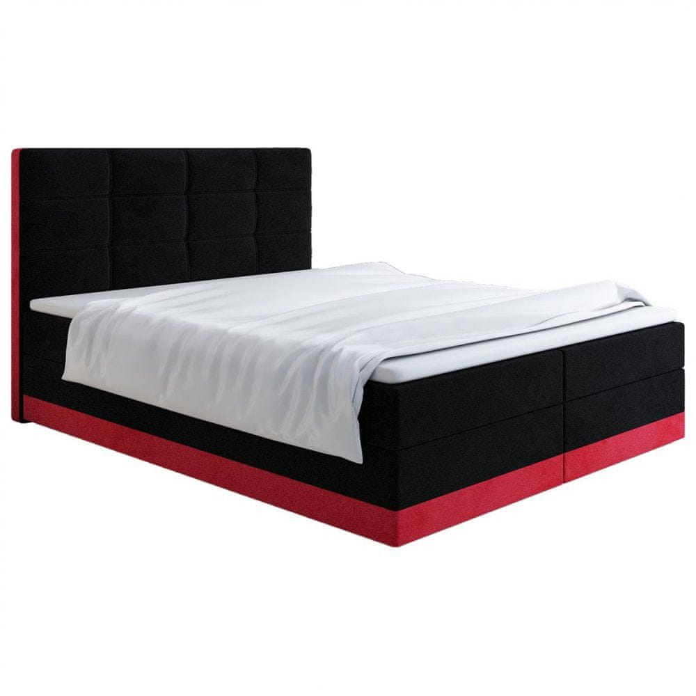 Veneti Čalúnená posteľ 160x200 LILLIANA 1 - čierna / červená