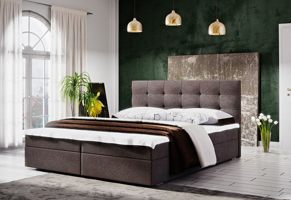 Veneti Moderná posteľ s úložným priestorom 160x200 STIG II - hnedá