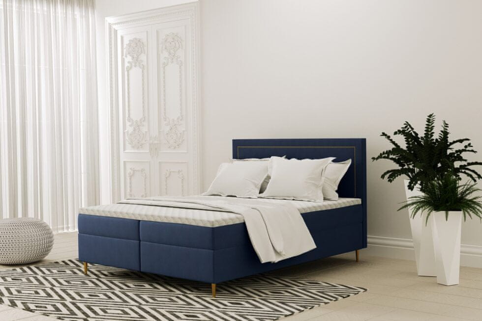 Veneti Pohodlná boxspringová posteľ JANINA 160x200 - modrá