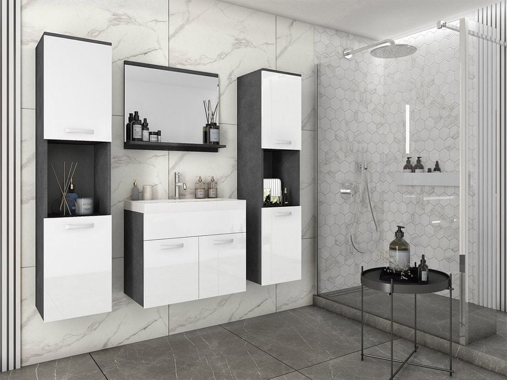 Veneti Kúpeľňová zostava s umývadlom ZORAIDA XL - matera / lesklá biela + batéria Economico ZDARMA