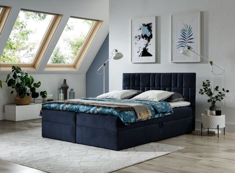 Veneti Kontinentálna posteľ 140x200 IVANA 3 - modrá + topper ZDARMA