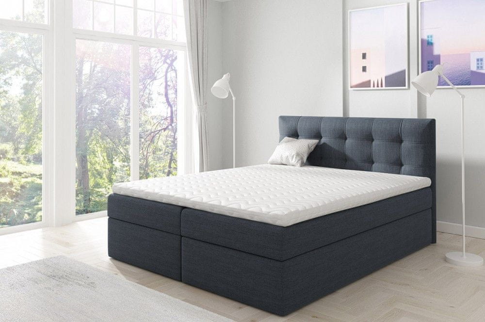 Veneti Boxspringová manželská posteľ 140x200 TOMASA 1 - modrá 2 + topper ZDARMA