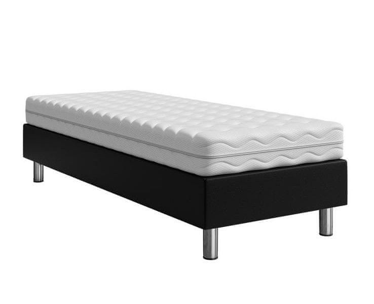 Veneti Čalúnená jednolôžková posteľ 80x200 NECHLIN 2 - čierna ekokoža