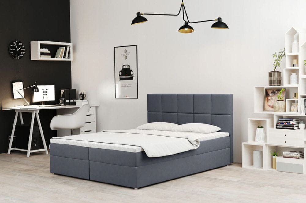 Veneti Čalúnená posteľ s úložným priestorom MAGDALA - 200x200, šedá