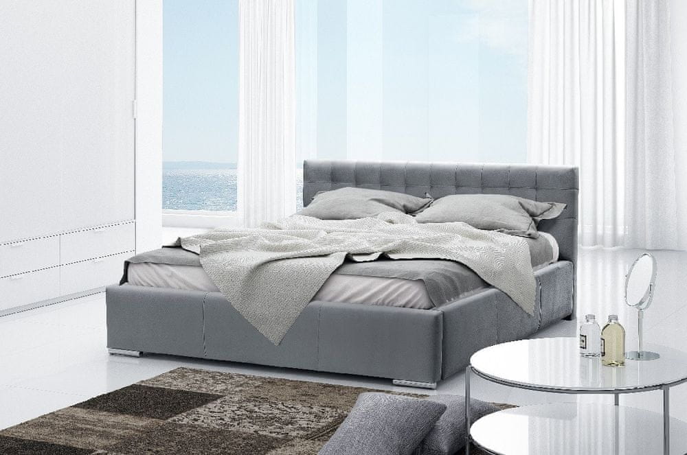 Veneti Čalúnená posteľ Soffio s úložným priestorom šedá 160 x 200