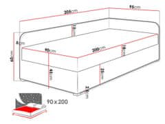 Veneti Váľanda 90x200 ALEP - čierna / šedá, pravé prevedenie