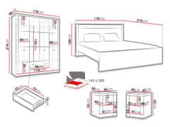 Veneti Spálňová zostava s posteľou 160x200 CHALAPATA - dub kraft biely