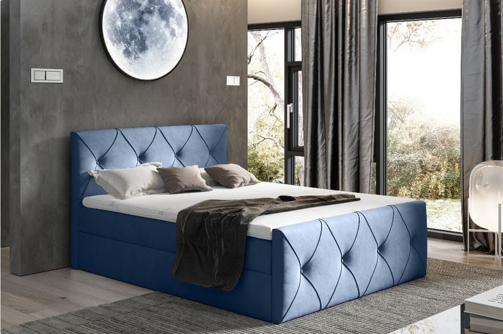 Veneti Kontinentálna posteľ 180x200 CARMEN LUX - modrá + topper ZDARMA