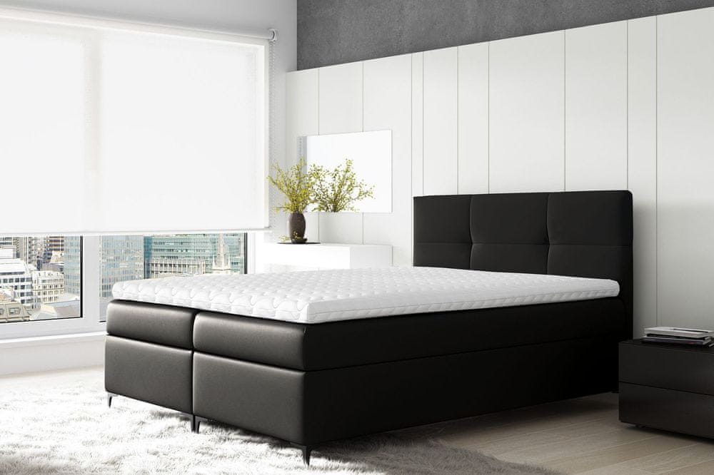 Veneti Boxspringová posteľ BESSIE - 200x200, čierna + topper ZDARMA